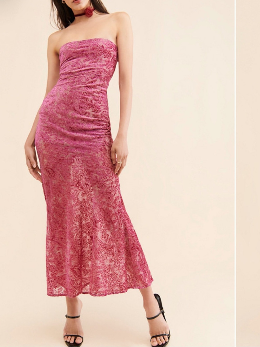 For Love And Lemons Rose-Pink Strapless Maxi Skirt